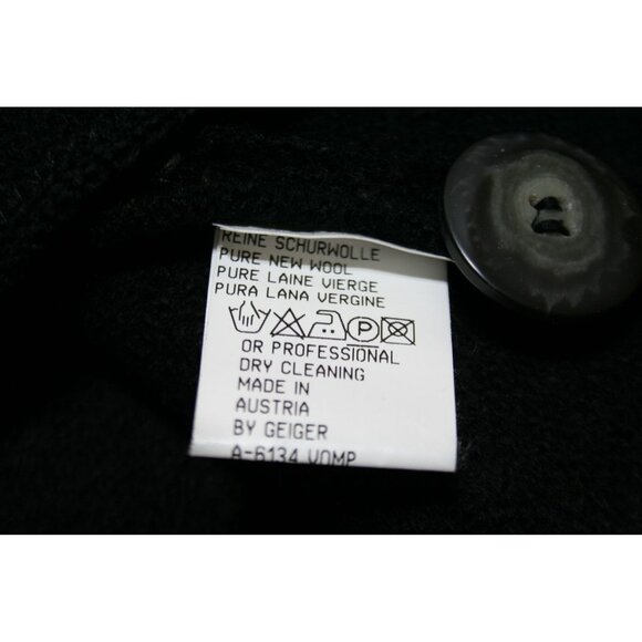Geiger Austria Wool Button Cardigan Sweater Jacket Black Womens 10 Mountain Chic - Picture 4 of 9